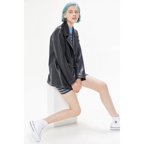 NWT Urban Outfitters Leather Button-Front Blazer - Picture 6 of 6